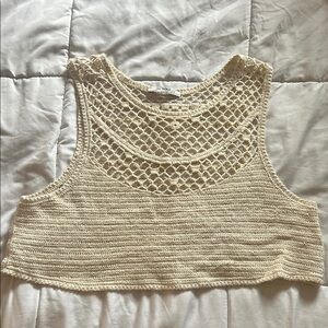 Zara Cream Ribbed Crop Tank Top